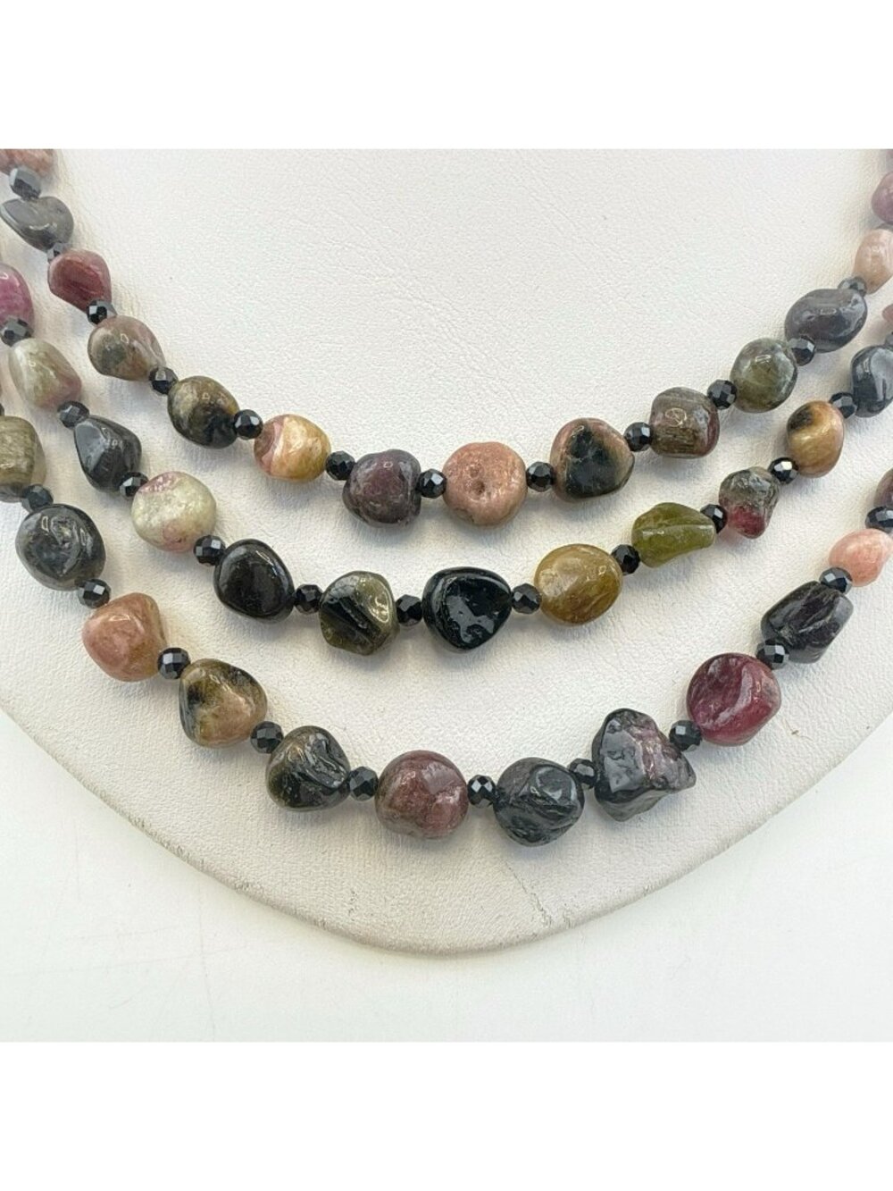 Jay King Necklace Gemstone Sterling Silver Triple Strand Multi Color Earthy DTR